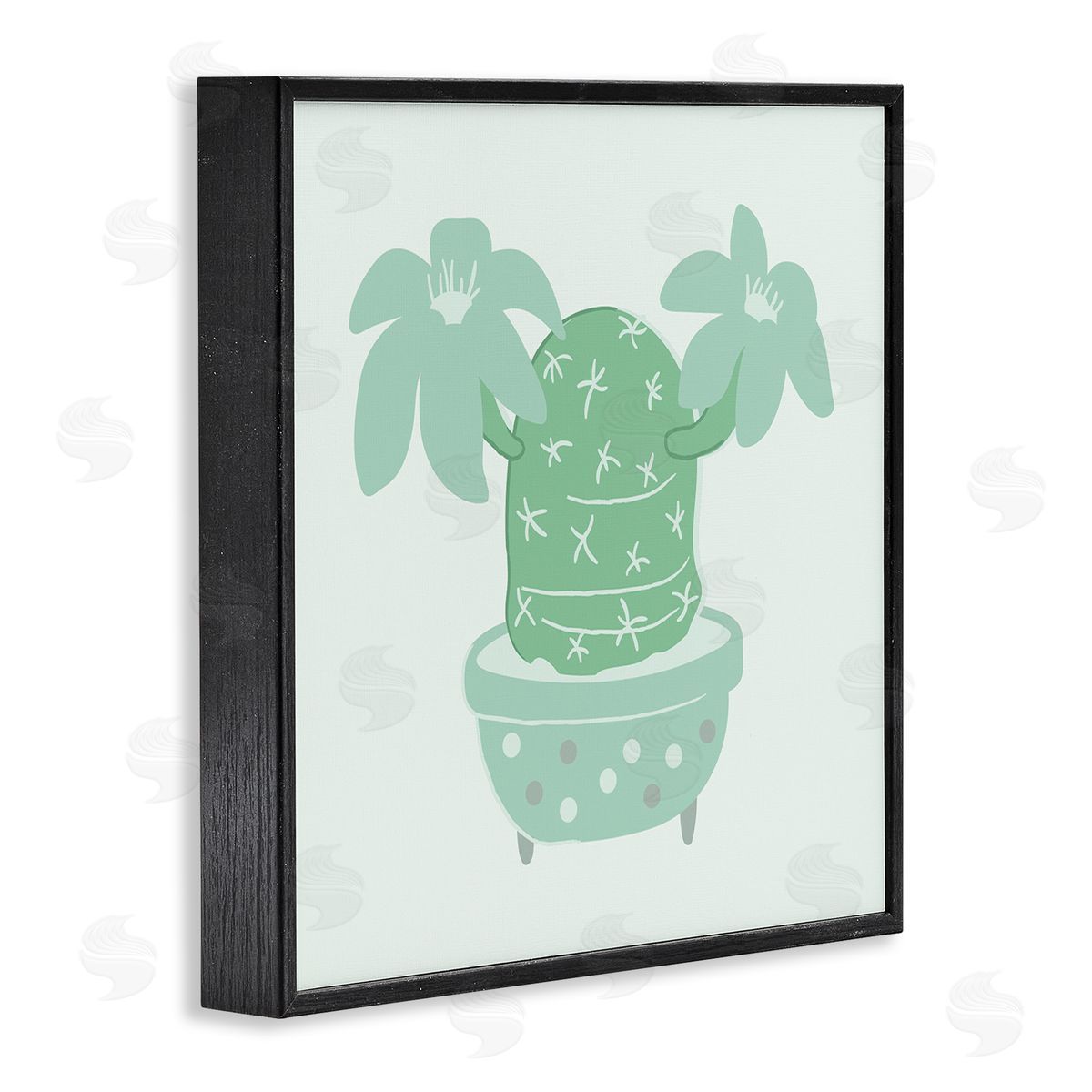 Stupell Studio Green Cactus Flower Blooming Plant Black Framed Glicee Wall Art Print