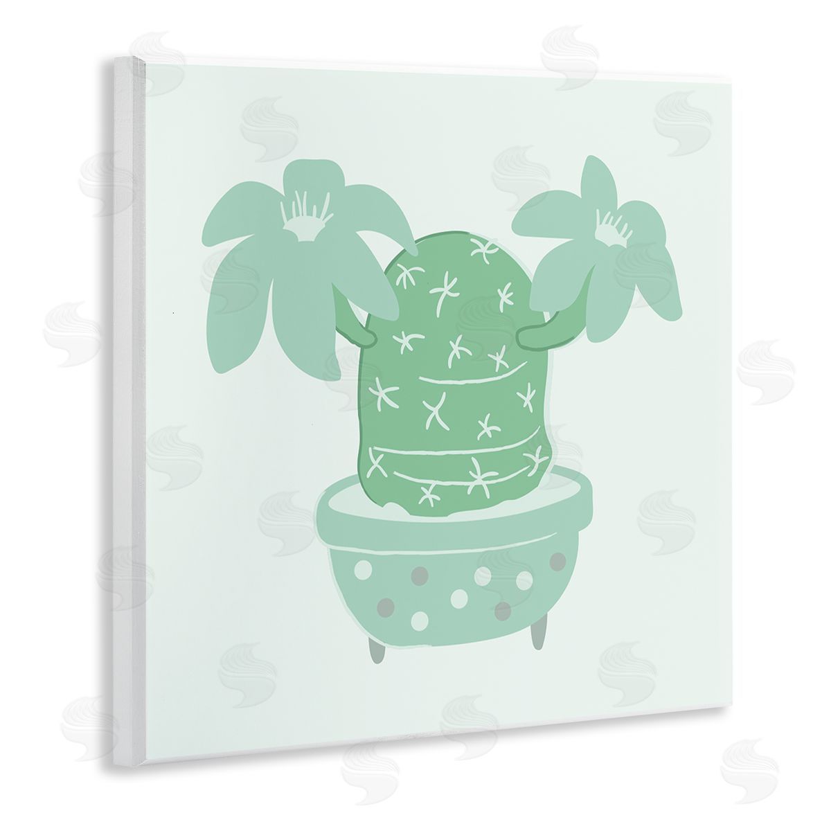 Stupell Studio Green Cactus Flower Blooming Plant Wooden Wall Plaque Art Print