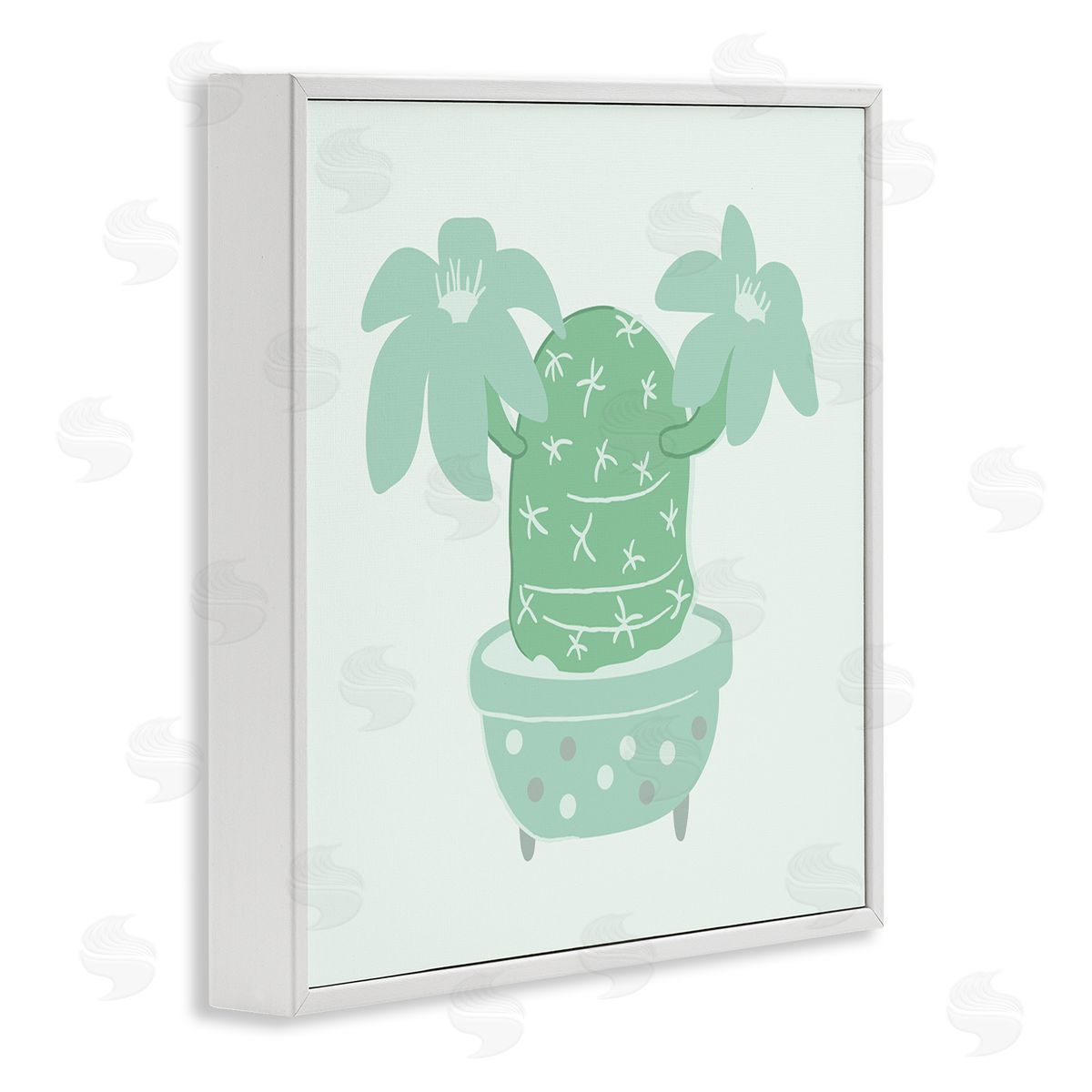 Stupell Studio Green Cactus Flower Blooming Plant White Framed Glicee Wall Art Print