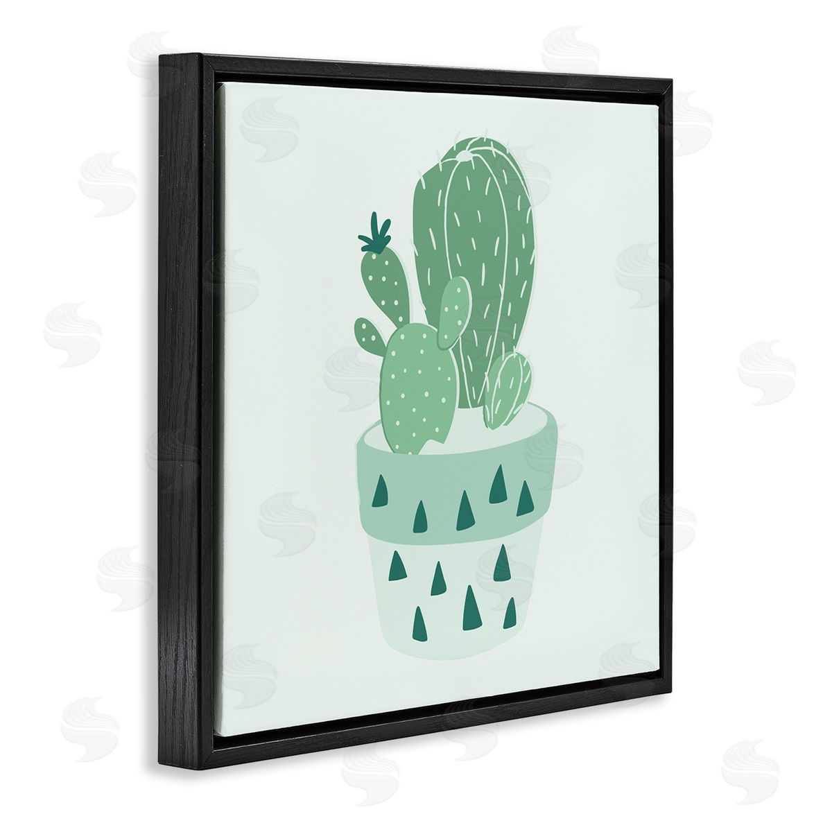 Stupell Studio Casual Green Potted Cactus Black Floating Frame Canvas Wall Art Print