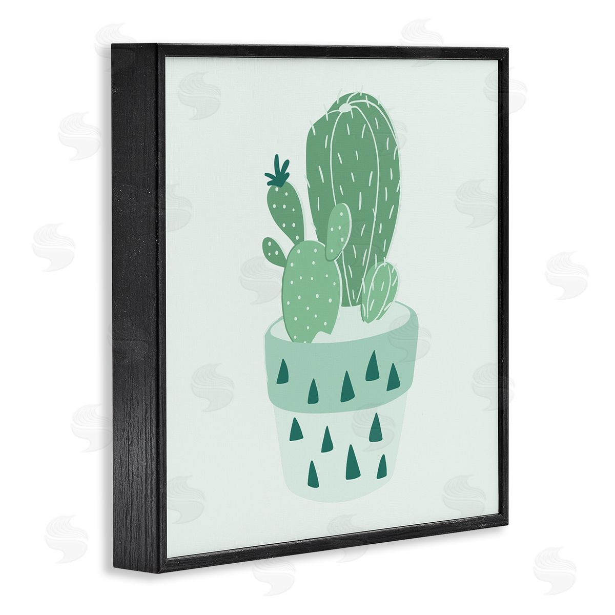 Stupell Studio Casual Green Potted Cactus Black Framed Glicee Wall Art Print