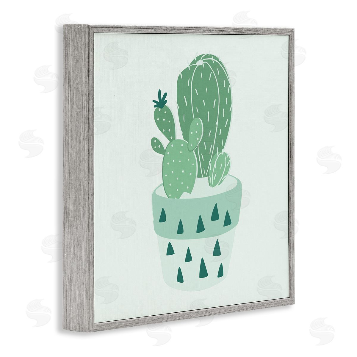 Stupell Studio Casual Green Potted Cactus Gray Framed Glicee Wall Art Print