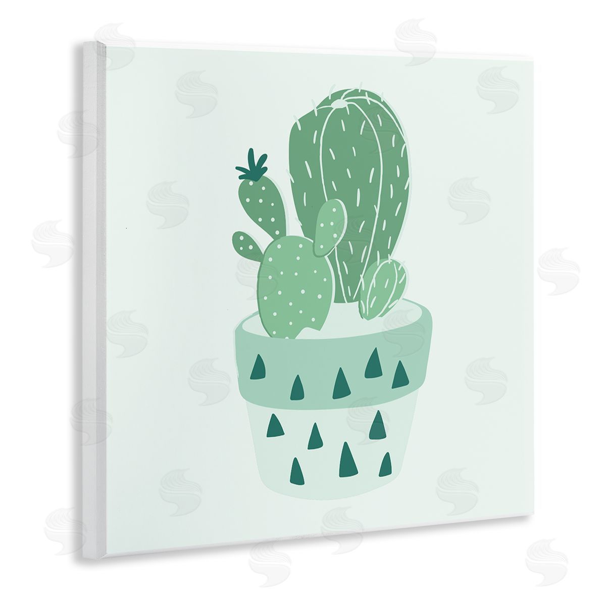 Stupell Studio Casual Green Potted Cactus Wooden Wall Plaque Art Print