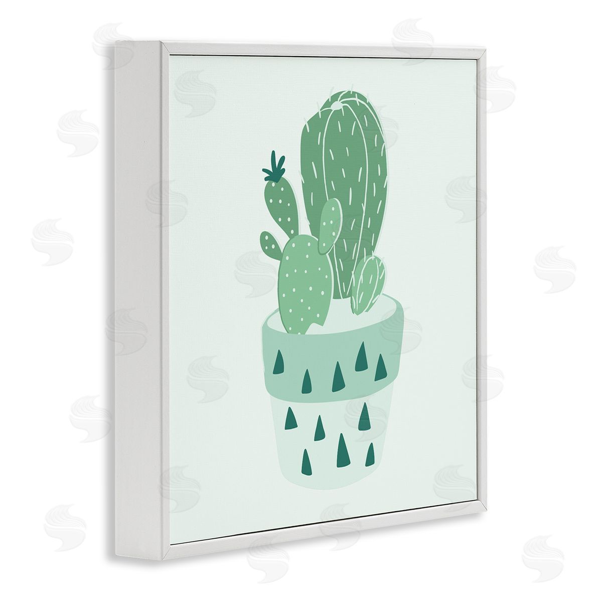 Stupell Studio Casual Green Potted Cactus White Framed Glicee Wall Art Print
