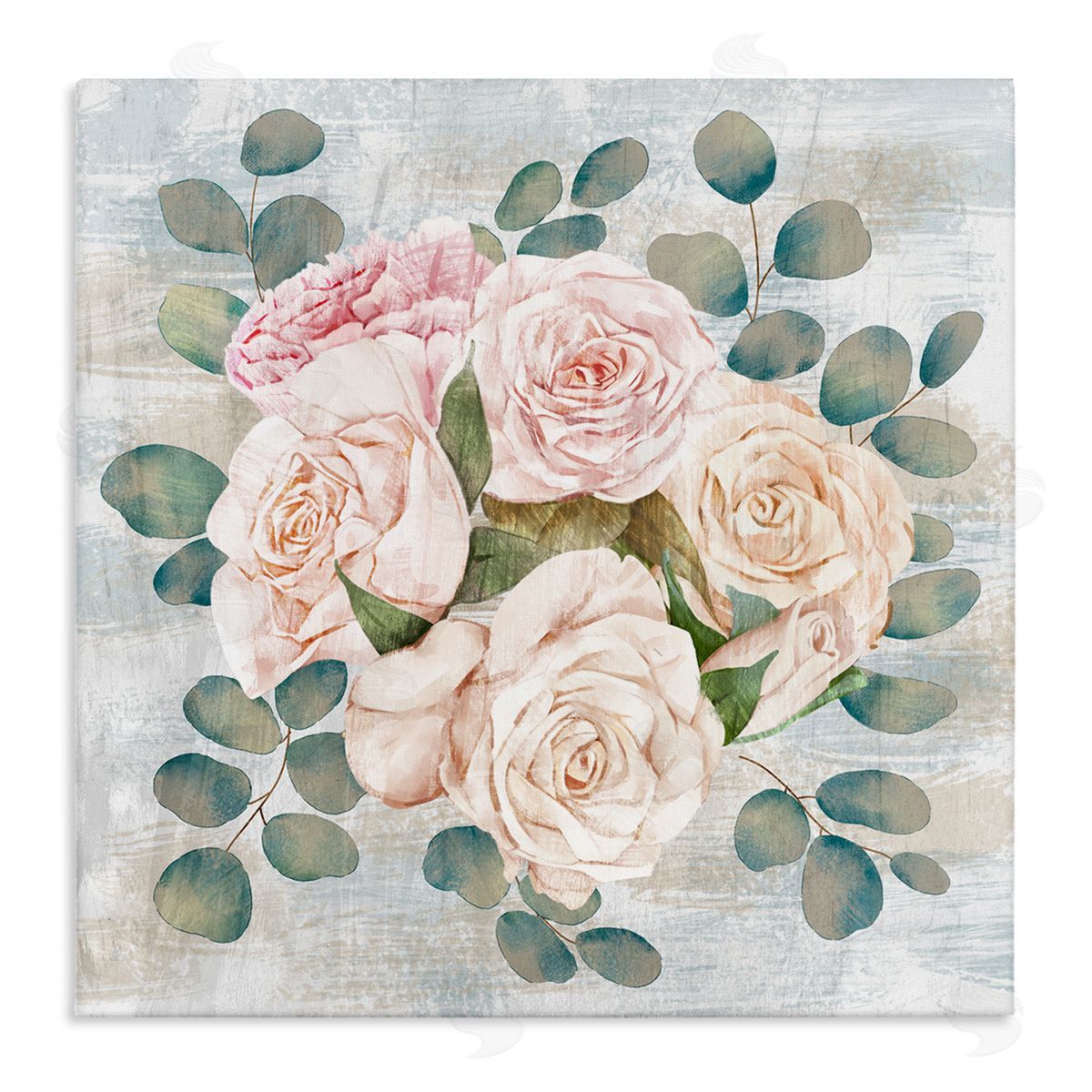Ziwei Li Rustic Country Roses Arrangement Stretched Canvas Wall Art Print