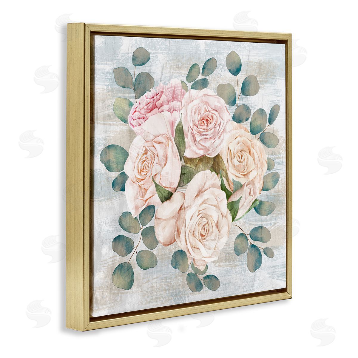 Ziwei Li Rustic Country Roses Arrangement Gold Floating Frame Canvas Wall Art Print