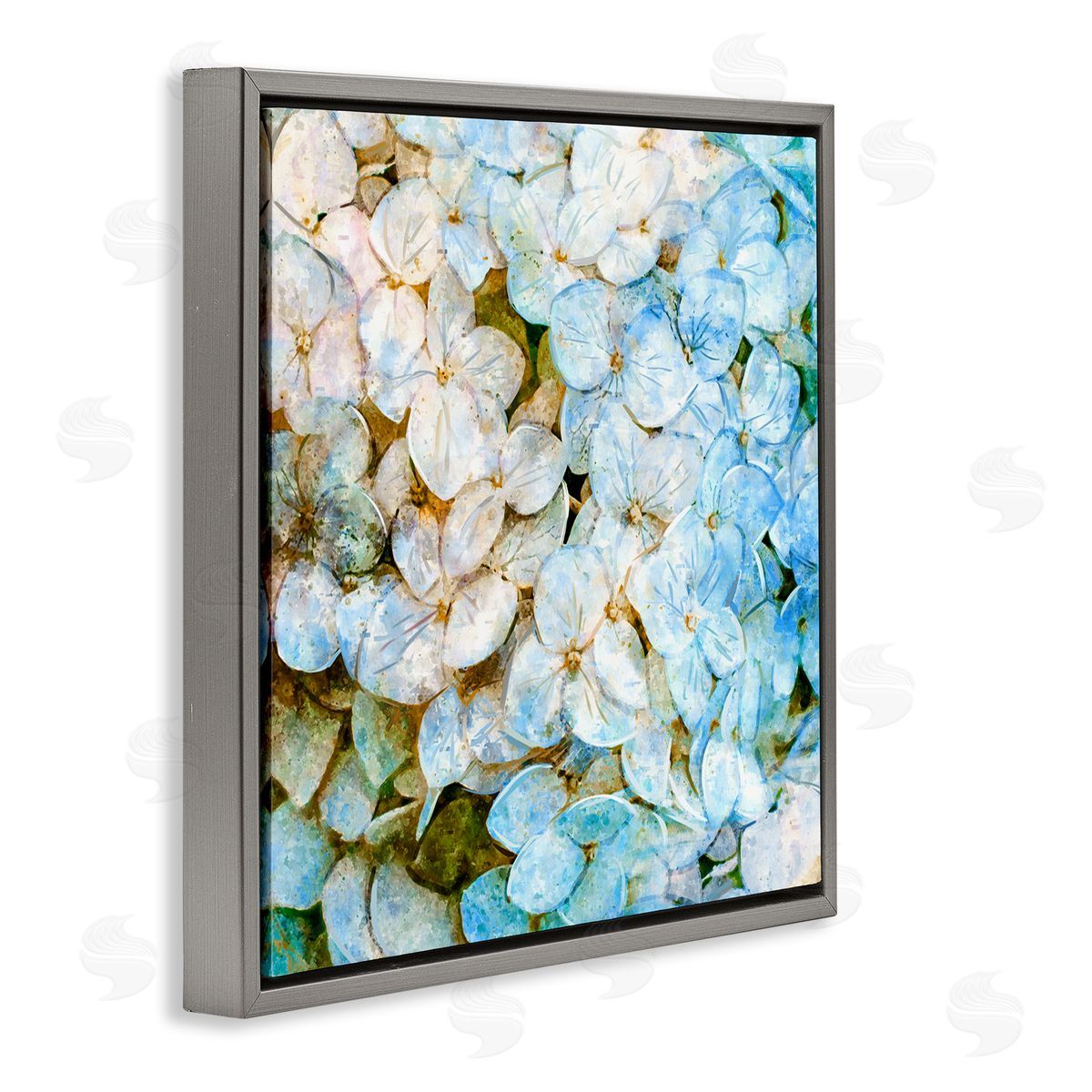 Ziwei Li Country Blooming Hydrangeas Gray Floating Frame Canvas Wall Art Print