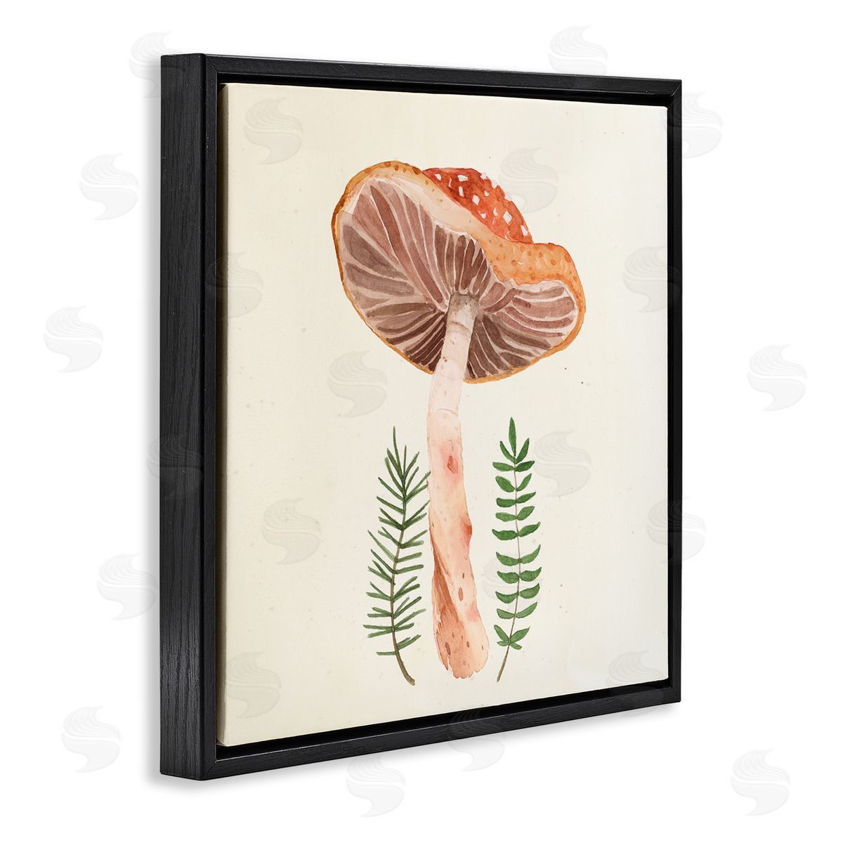 Lucca Sheppard Cottage Mushroom Forest Plants Black Floating Frame Canvas Wall Art Print