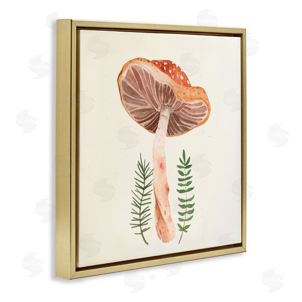 Lucca Sheppard Cottage Mushroom Forest Plants Gold Floating Frame Canvas Wall Art Print
