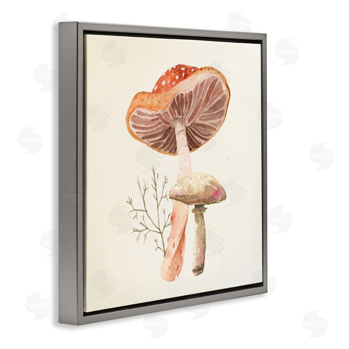 Lucca Sheppard Forest Botanical Woodland Plants Gray Floating Frame Canvas Wall Art Print