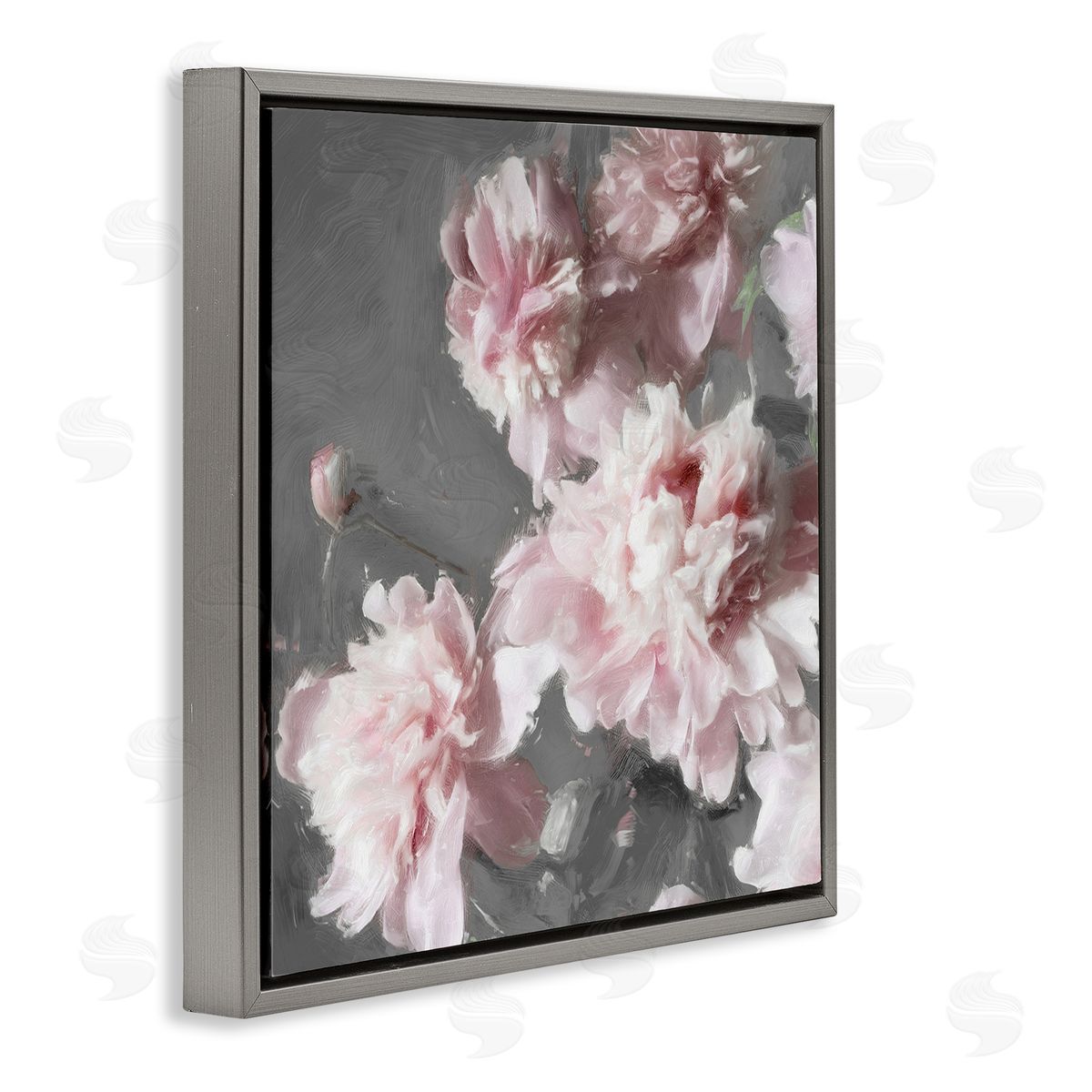 Shawna Sullivan Pink Carnation Buds Blooming Gray Floating Frame Canvas Wall Art Print