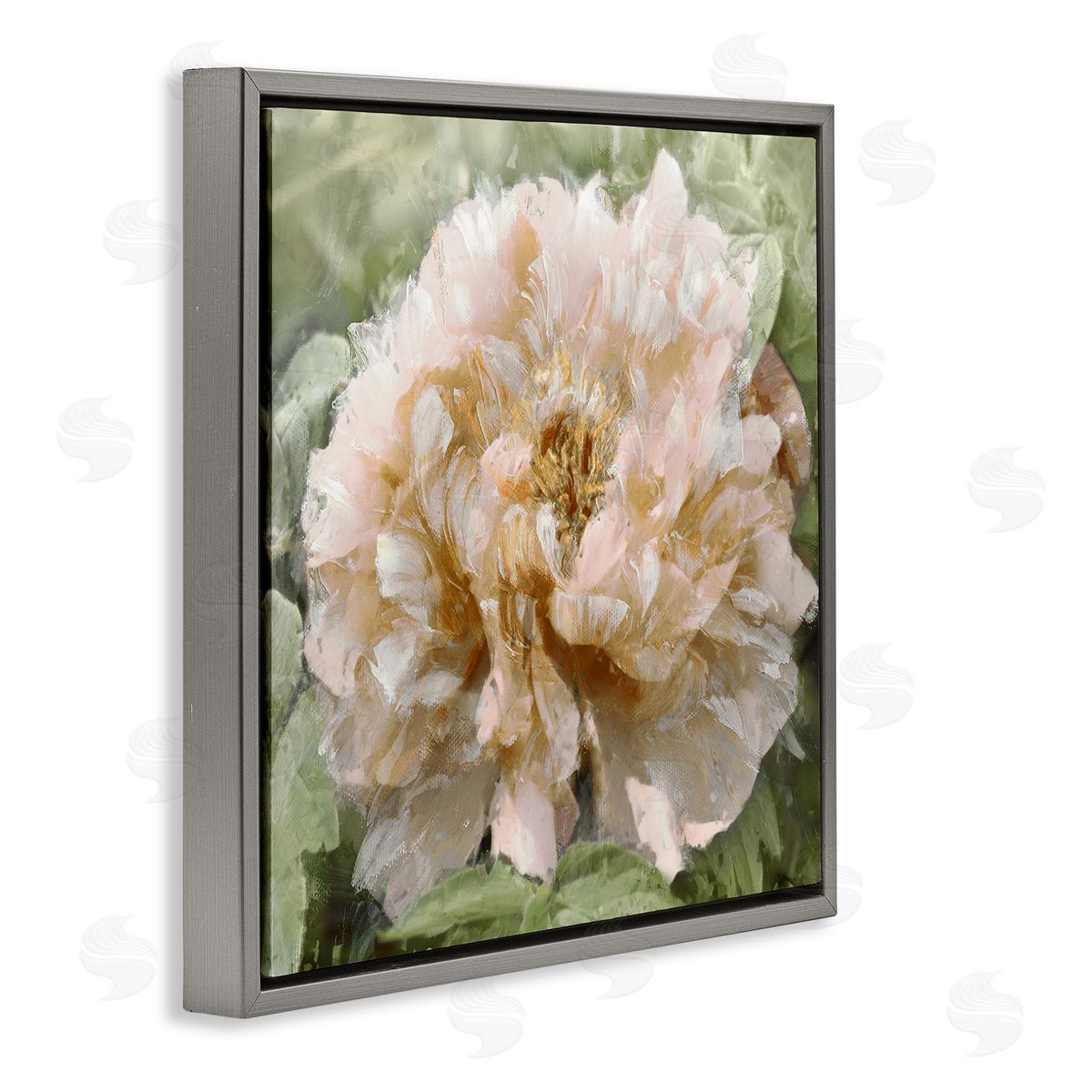 Shawna Sullivan Blooming Puffy Flower Nature  Gray Floating Frame Canvas Wall Art Print