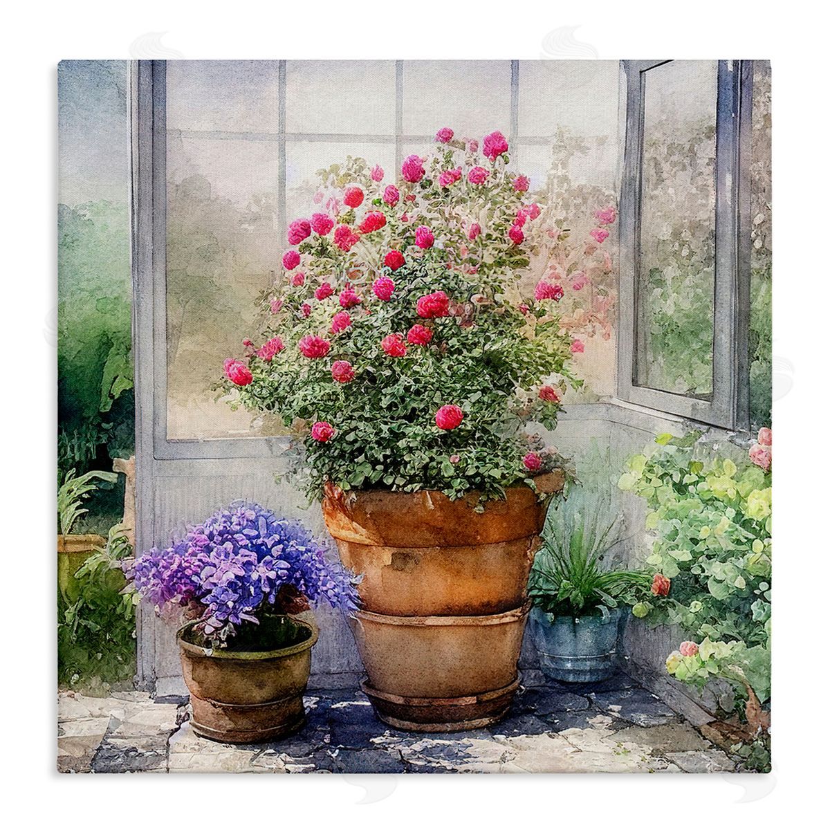 Alpenglow Workshop Summer Greenhouse Garden Blooms Stretched Canvas Wall Art Print