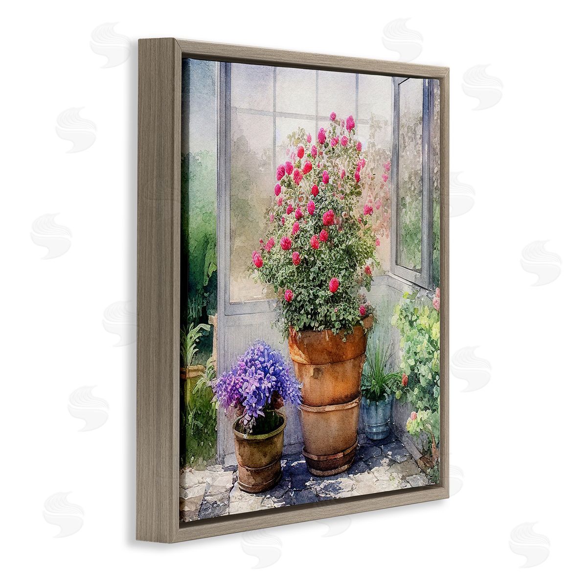 Alpenglow Workshop Summer Greenhouse Garden Blooms Brown Floating Frame Canvas Wall Art Print