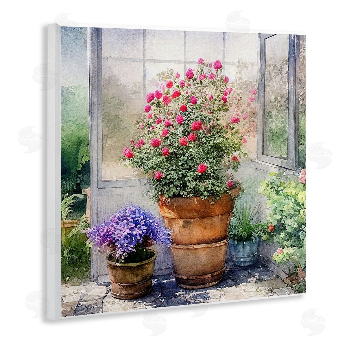Alpenglow Workshop Summer Greenhouse Garden Blooms Wooden Wall Plaque Art Print