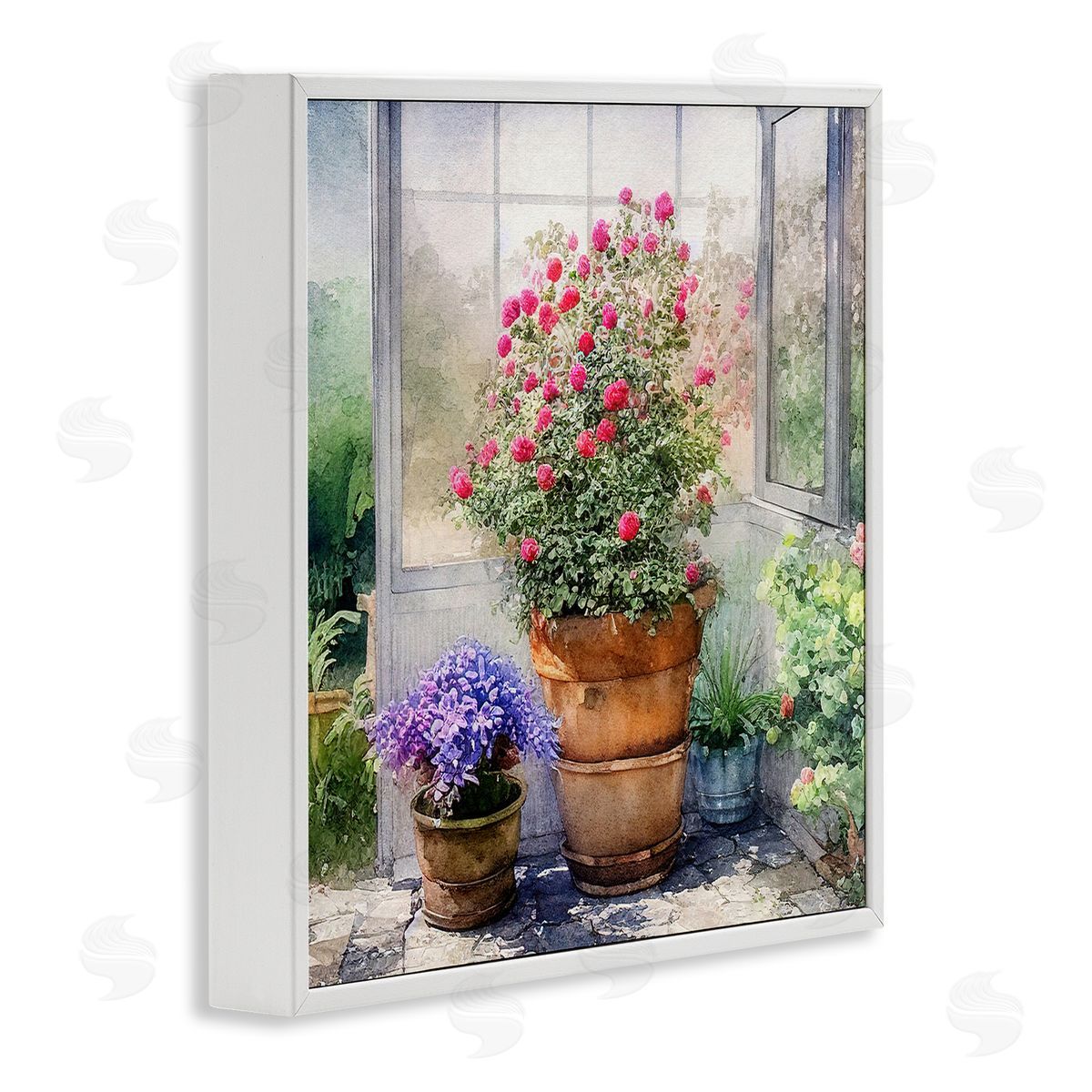 Alpenglow Workshop Summer Greenhouse Garden Blooms White Framed Glicee Wall Art Print