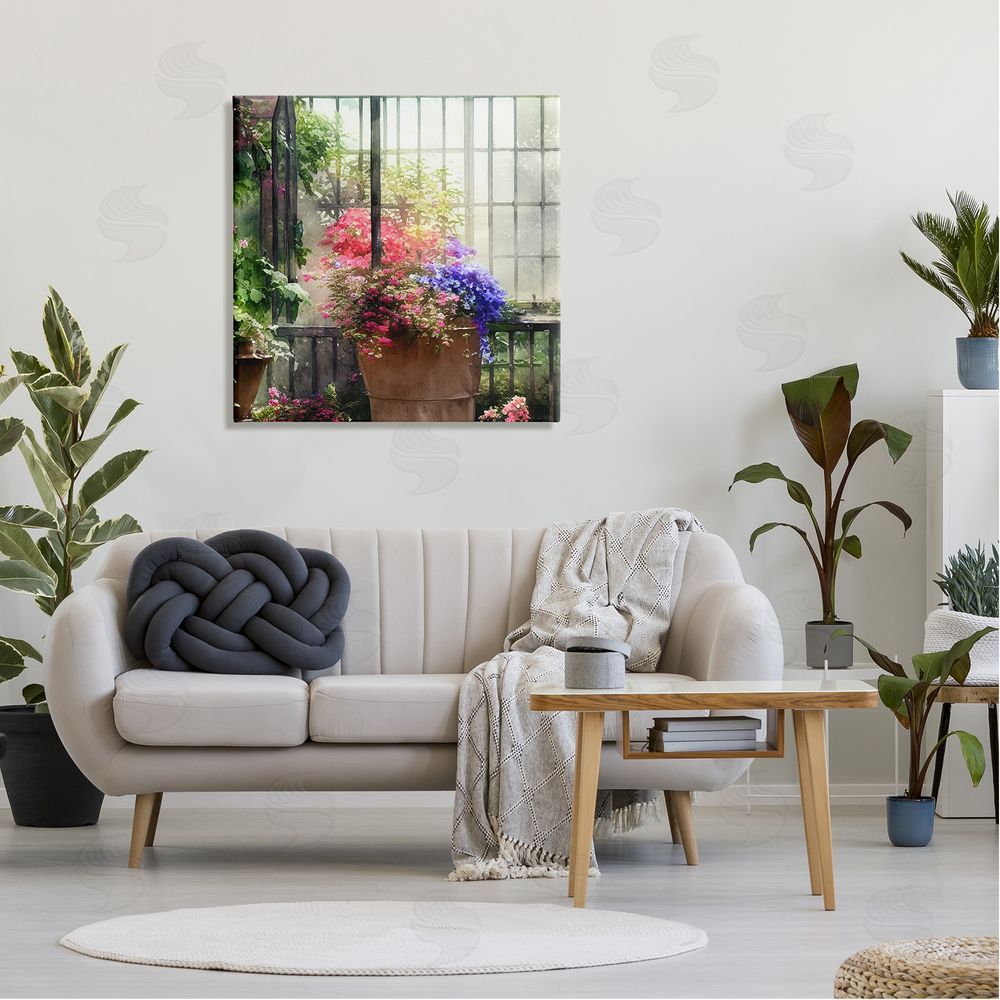 Alpenglow Workshop Sunlit Potted Plants Greenhouse Canvas Wall Art in Room