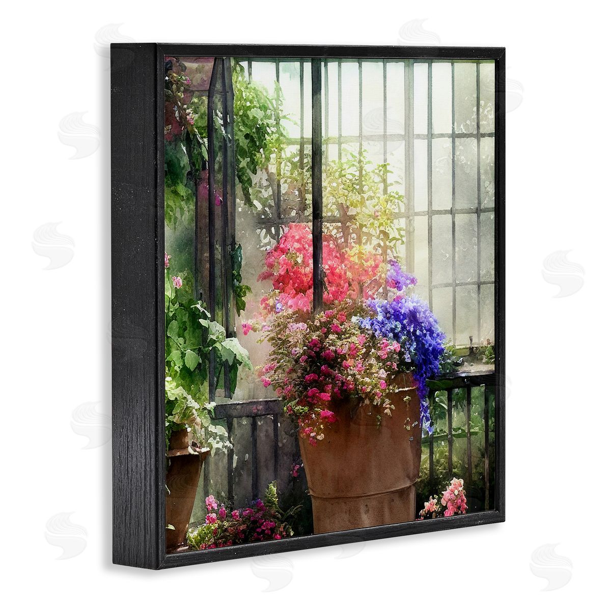 Alpenglow Workshop Sunlit Potted Plants Greenhouse Black Framed Glicee Wall Art Print