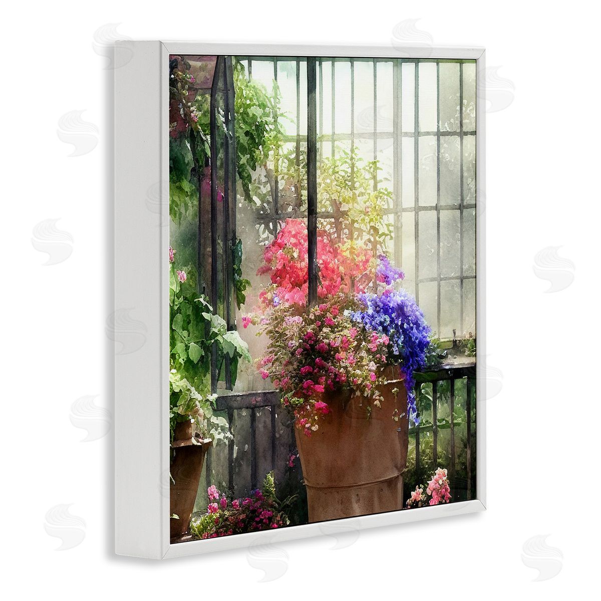 Alpenglow Workshop Sunlit Potted Plants Greenhouse White Framed Glicee Wall Art Print