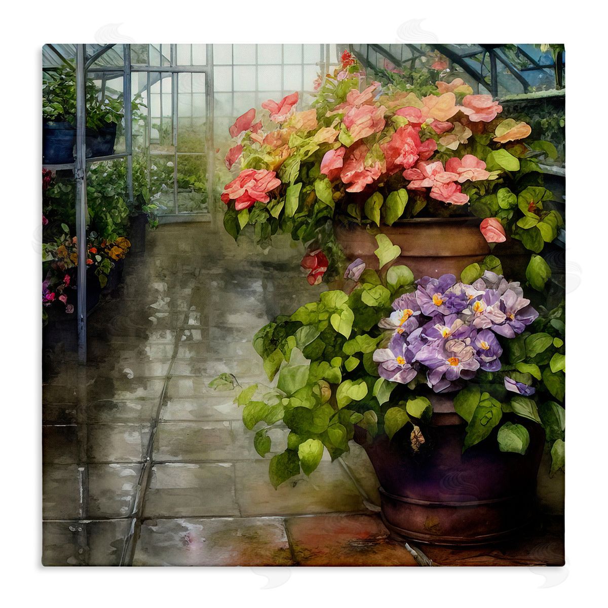 Alpenglow Workshop Spring Blossoms Greenhouse Garden Stretched Canvas Wall Art Print