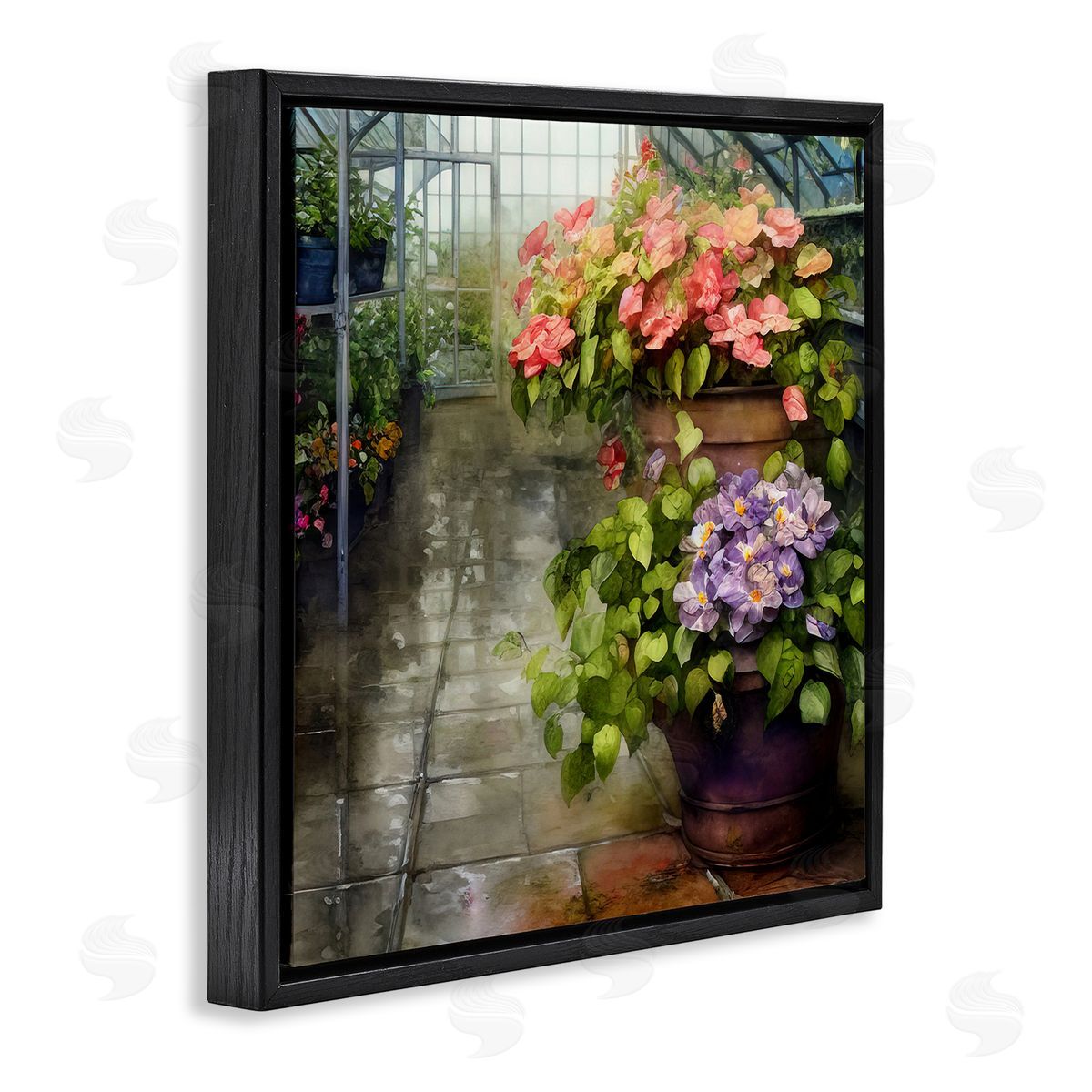 Alpenglow Workshop Spring Blossoms Greenhouse Garden Black Floating Frame Canvas Wall Art Print