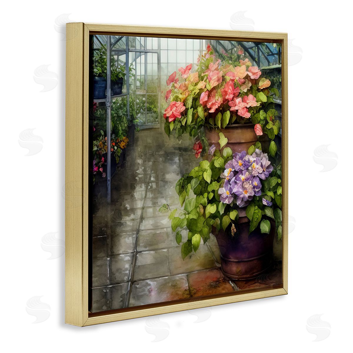 Alpenglow Workshop Spring Blossoms Greenhouse Garden Gold Floating Frame Canvas Wall Art Print