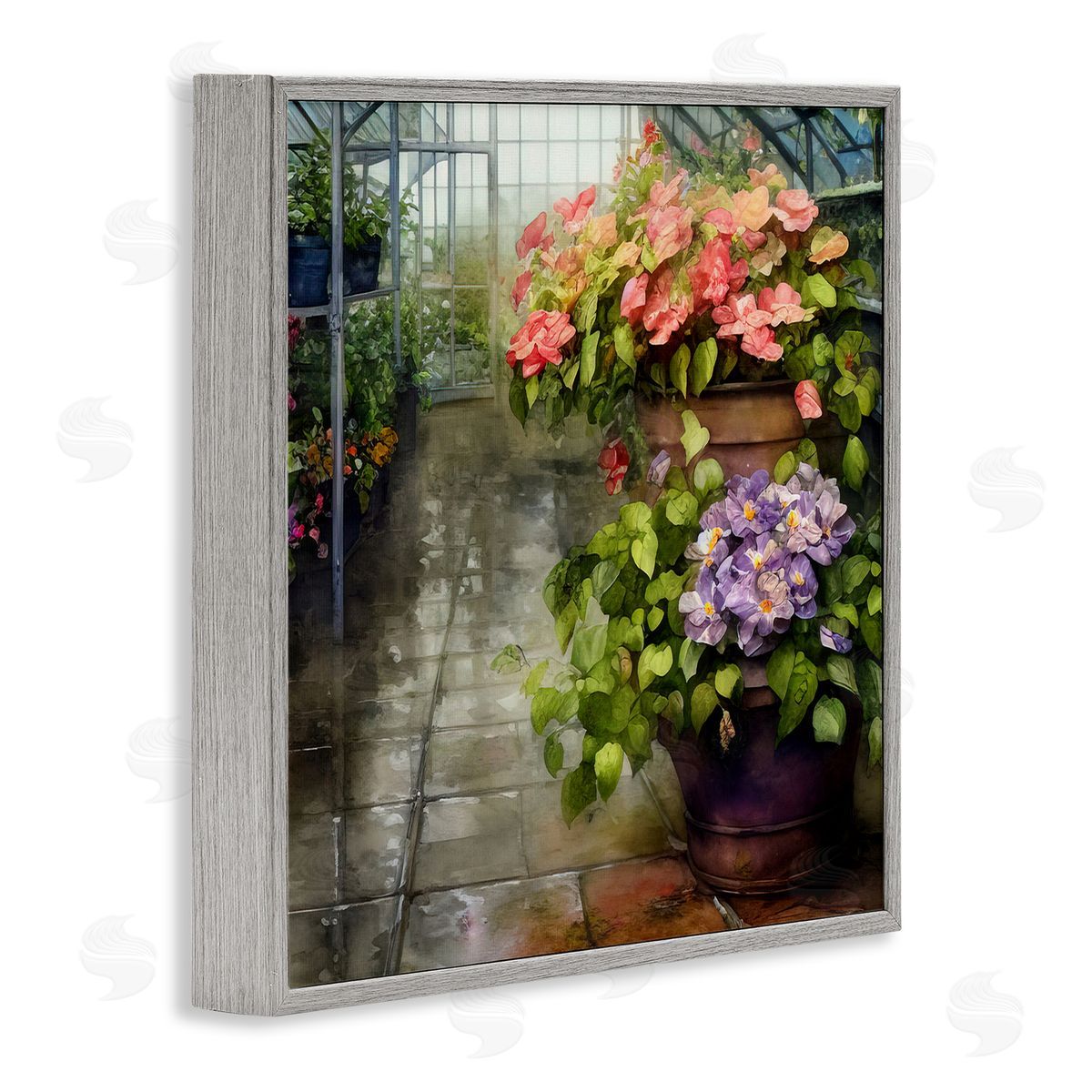 Alpenglow Workshop Spring Blossoms Greenhouse Garden Gray Framed Glicee Wall Art Print