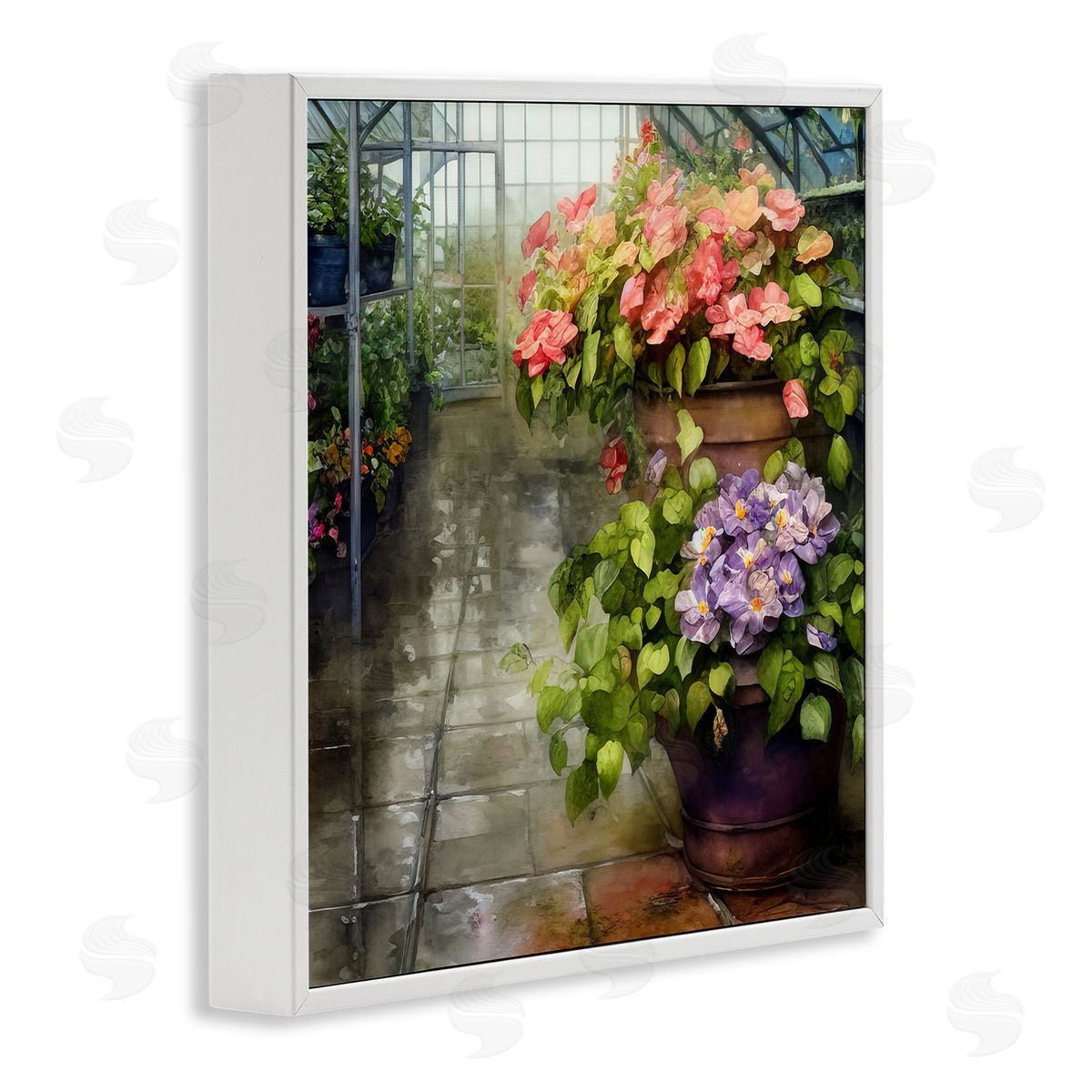 Alpenglow Workshop Spring Blossoms Greenhouse Garden White Framed Glicee Wall Art Print