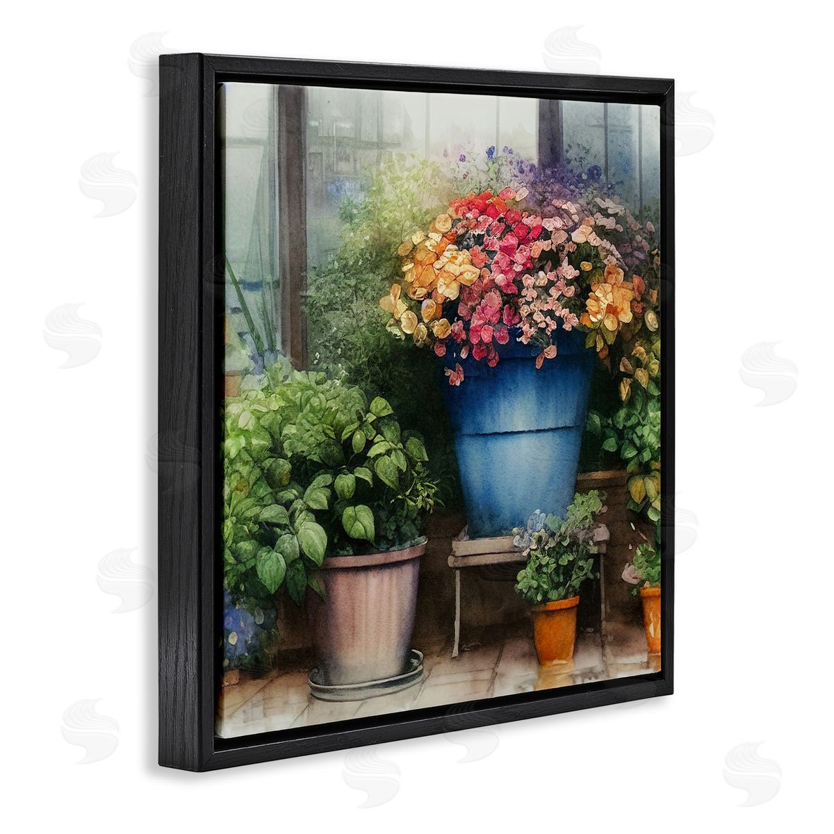 Alpenglow Workshop Blooming Flowers Vivid Garden Black Floating Frame Canvas Wall Art Print