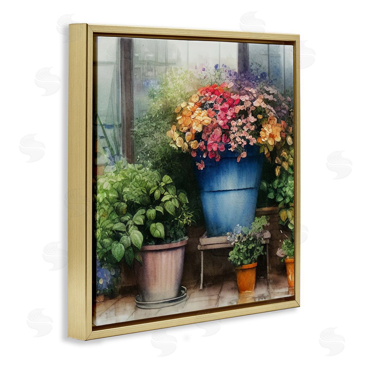 Alpenglow Workshop Blooming Flowers Vivid Garden Gold Floating Frame Canvas Wall Art Print