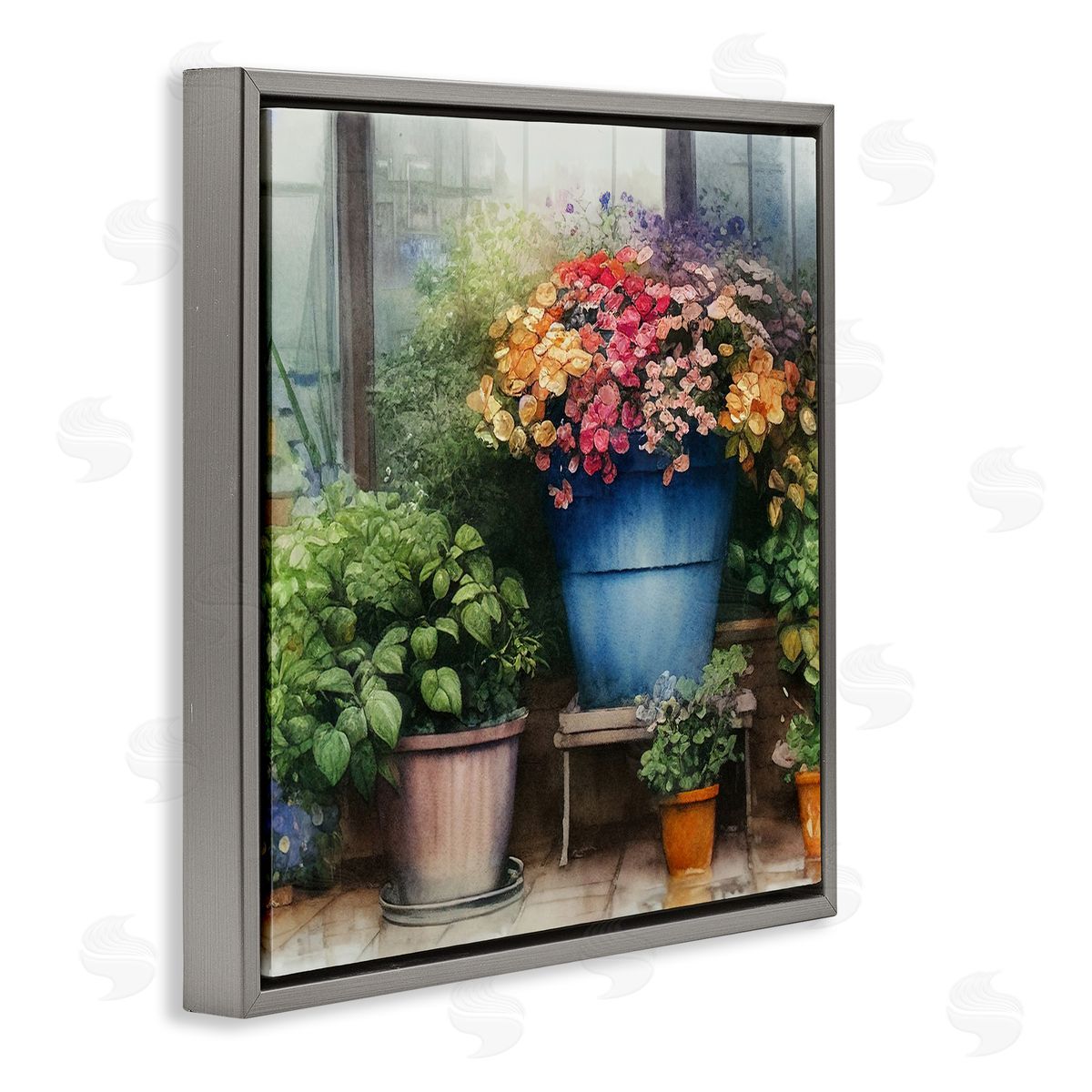 Alpenglow Workshop Blooming Flowers Vivid Garden Gray Floating Frame Canvas Wall Art Print