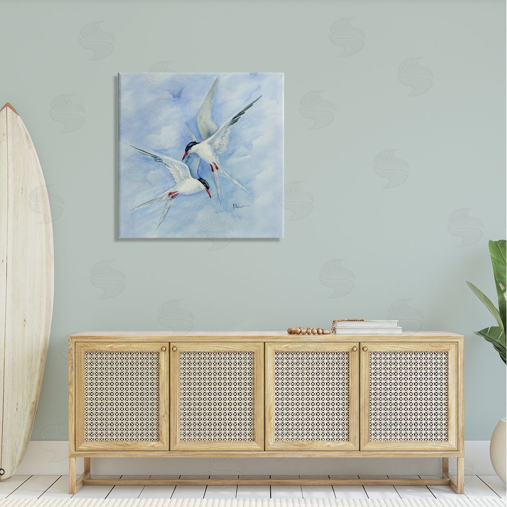 Paul Brent Two Birds Flying Sky Wildlife Canvas Wall Art in Room