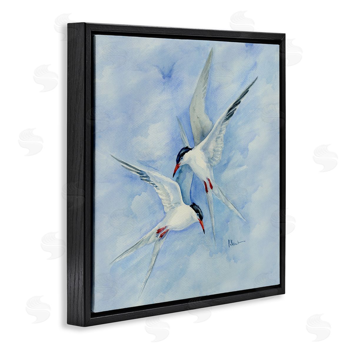 Paul Brent Two Birds Flying Sky Wildlife Black Floating Frame Canvas Wall Art Print