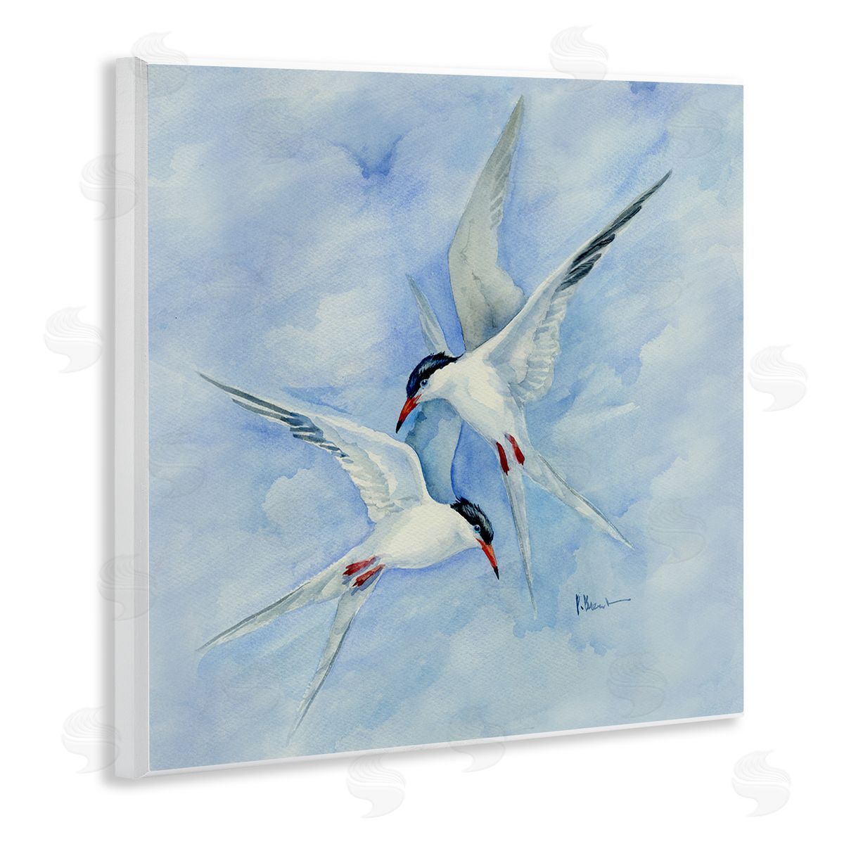Paul Brent Two Birds Flying Sky Wildlife Wooden Wall Plaque Art Print
