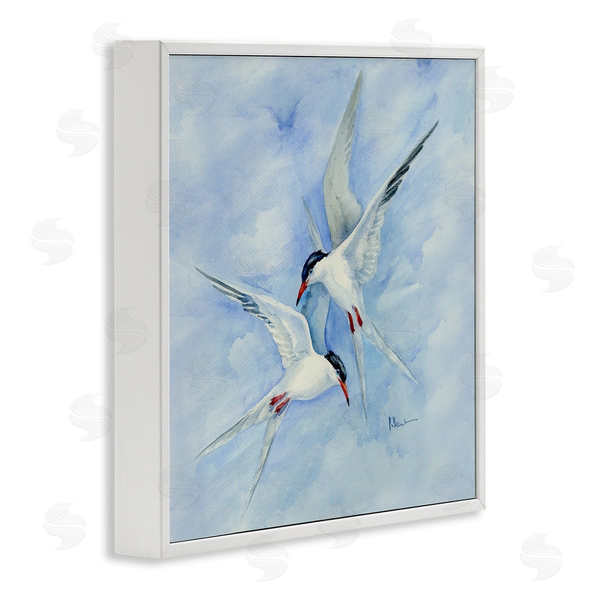 Paul Brent Two Birds Flying Sky Wildlife White Framed Glicee Wall Art Print
