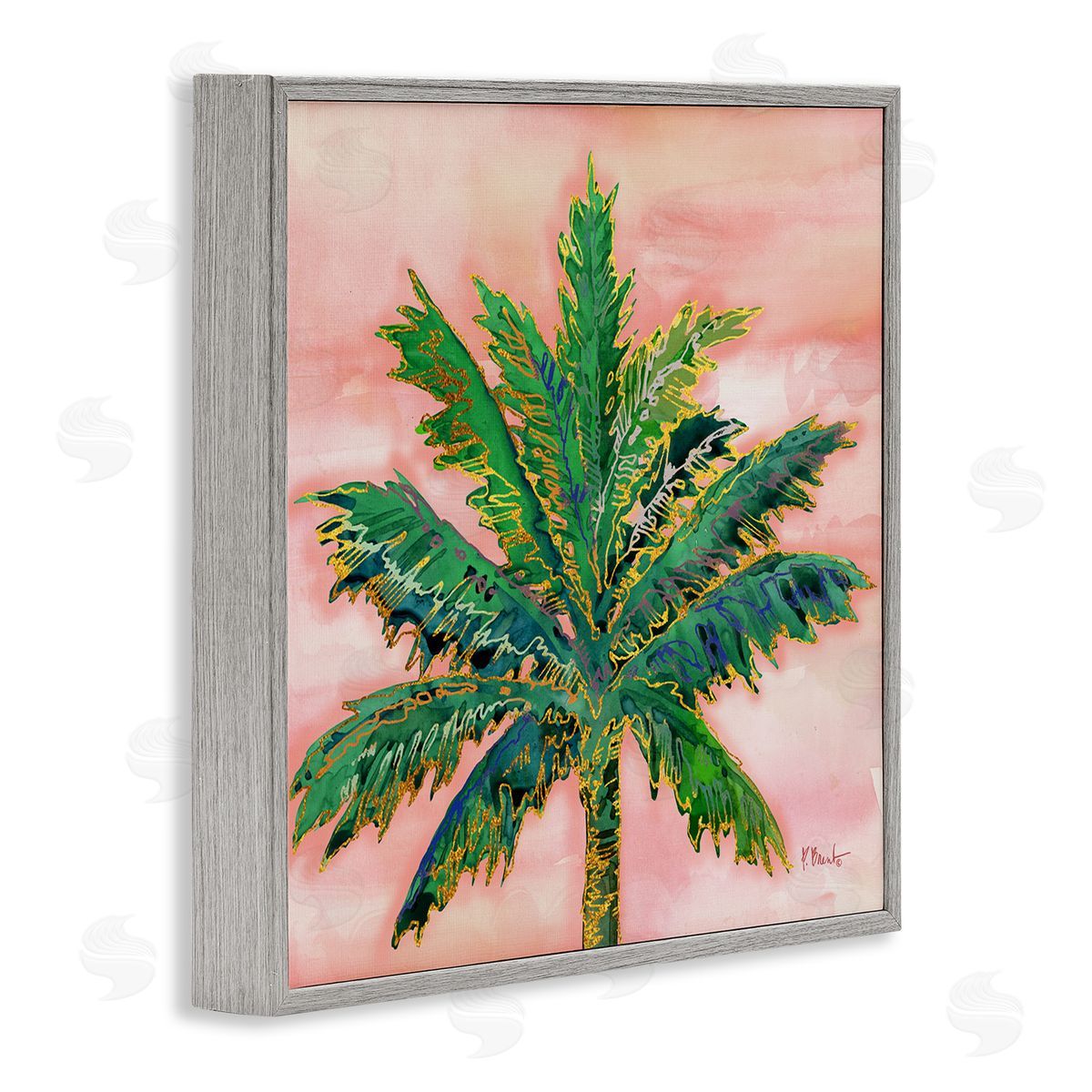 Paul Brent Modern Glam Outline Palm Tree Gray Framed Glicee Wall Art Print