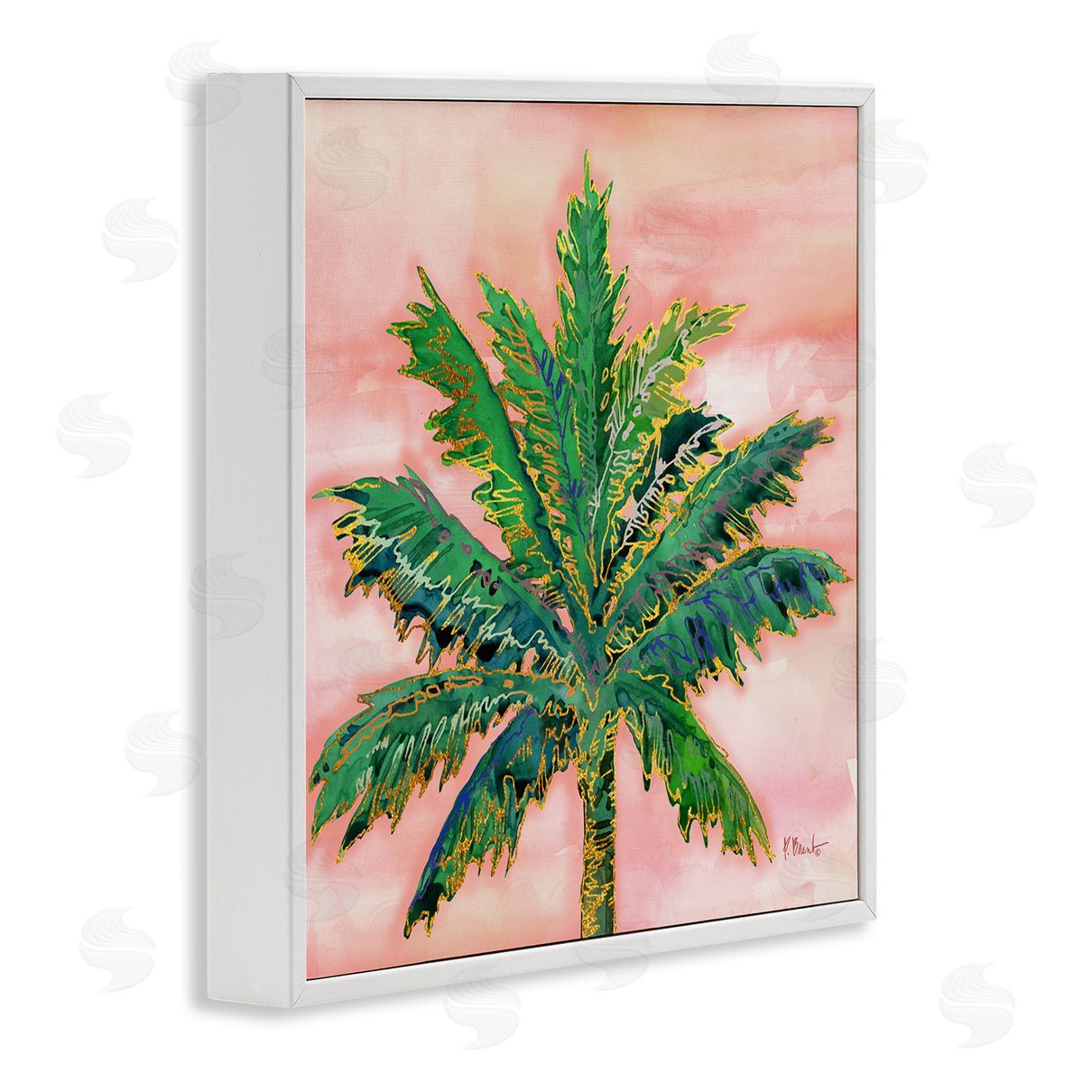 Paul Brent Modern Glam Outline Palm Tree White Framed Glicee Wall Art Print