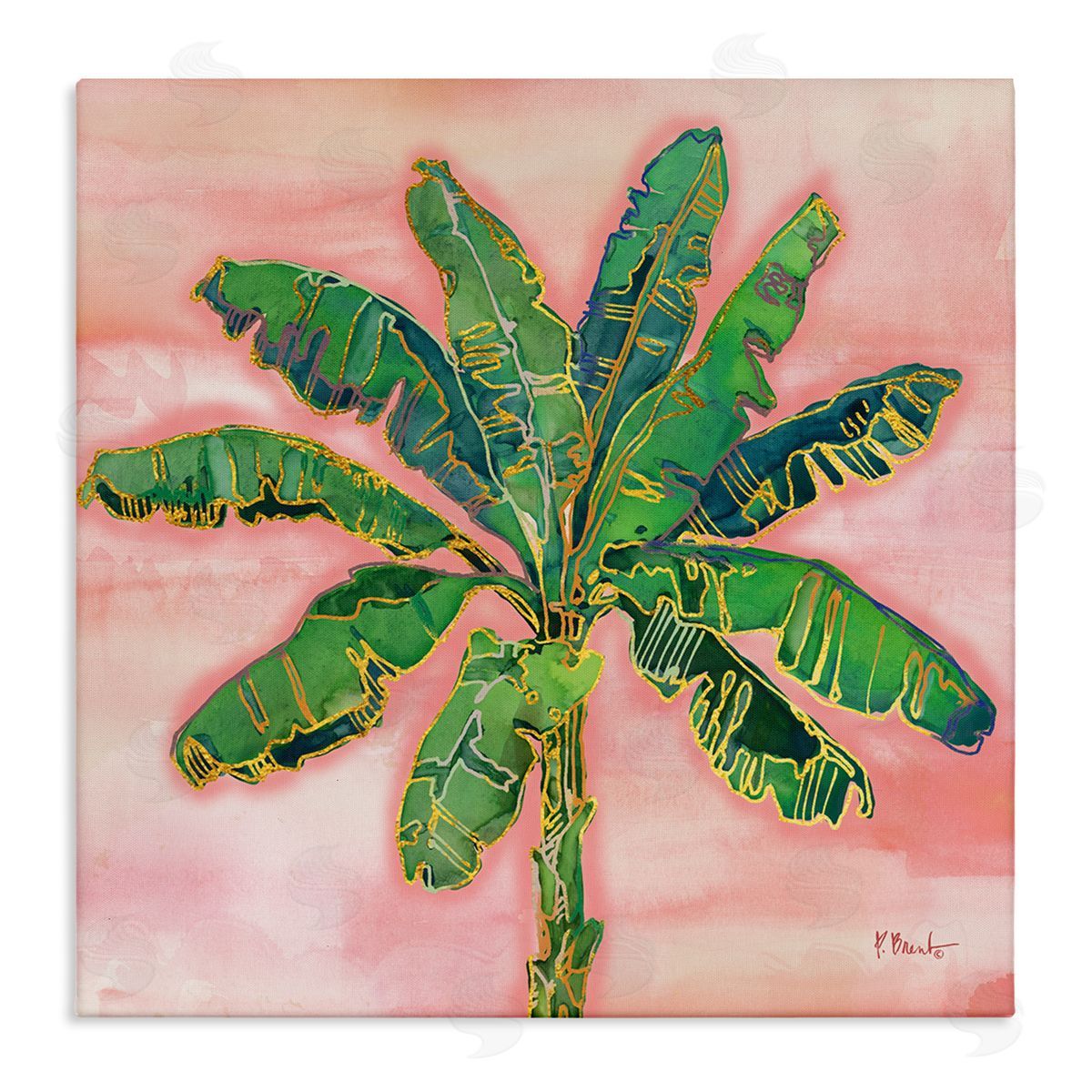 Paul Brent Contemporary Palm Tree Leaves Stretched Canvas Wall Art Print