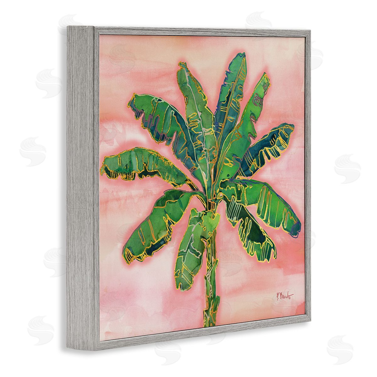 Paul Brent Contemporary Palm Tree Leaves Gray Framed Glicee Wall Art Print