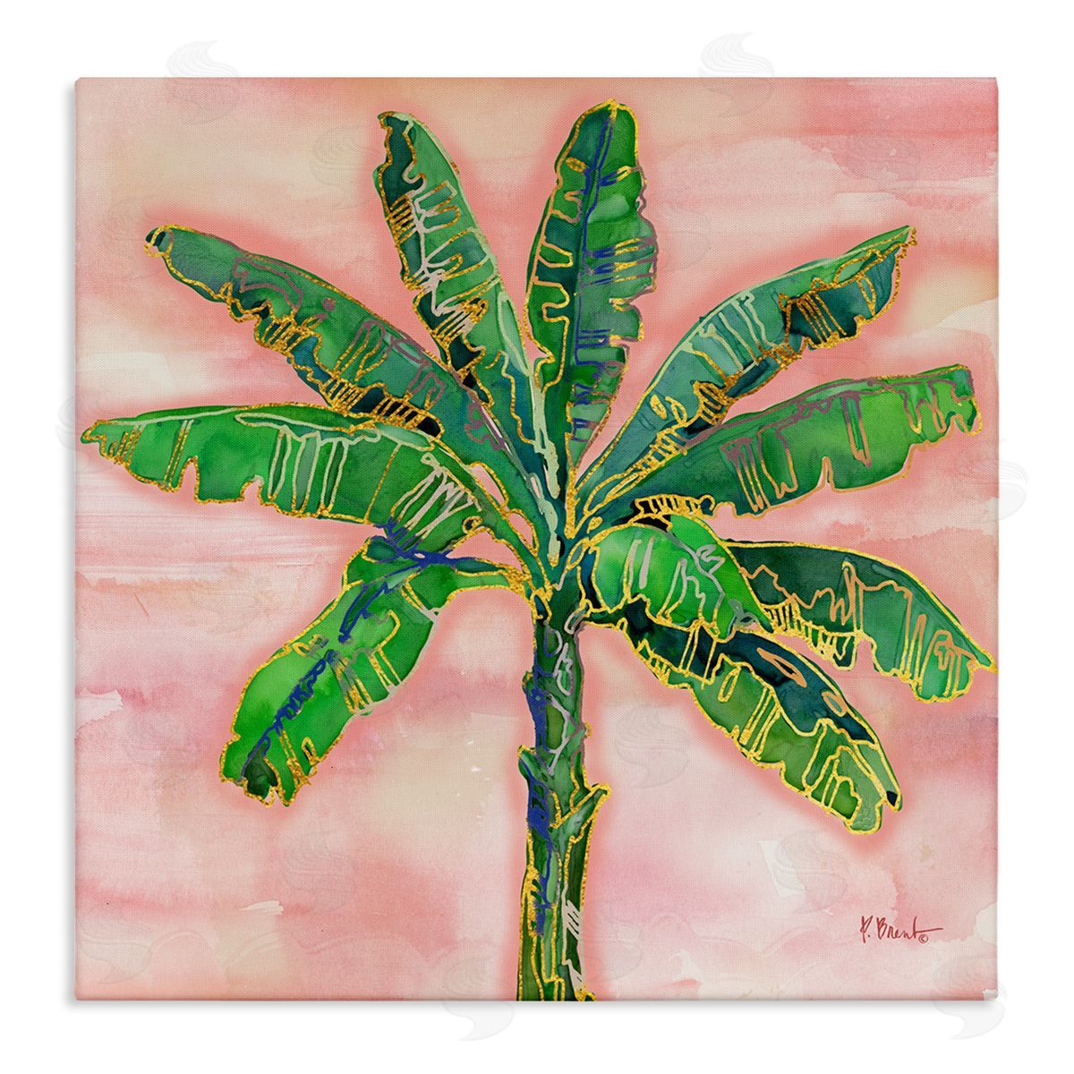 Paul Brent Tropical Nature Palm Sunrise Stretched Canvas Wall Art Print