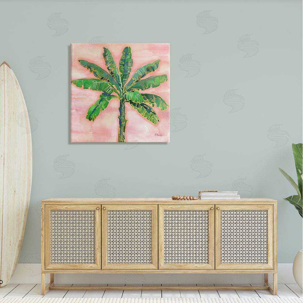 Paul Brent Tropical Nature Palm Sunrise Canvas Wall Art in Room