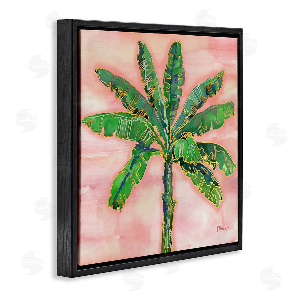 Paul Brent Tropical Nature Palm Sunrise Black Floating Frame Canvas Wall Art Print
