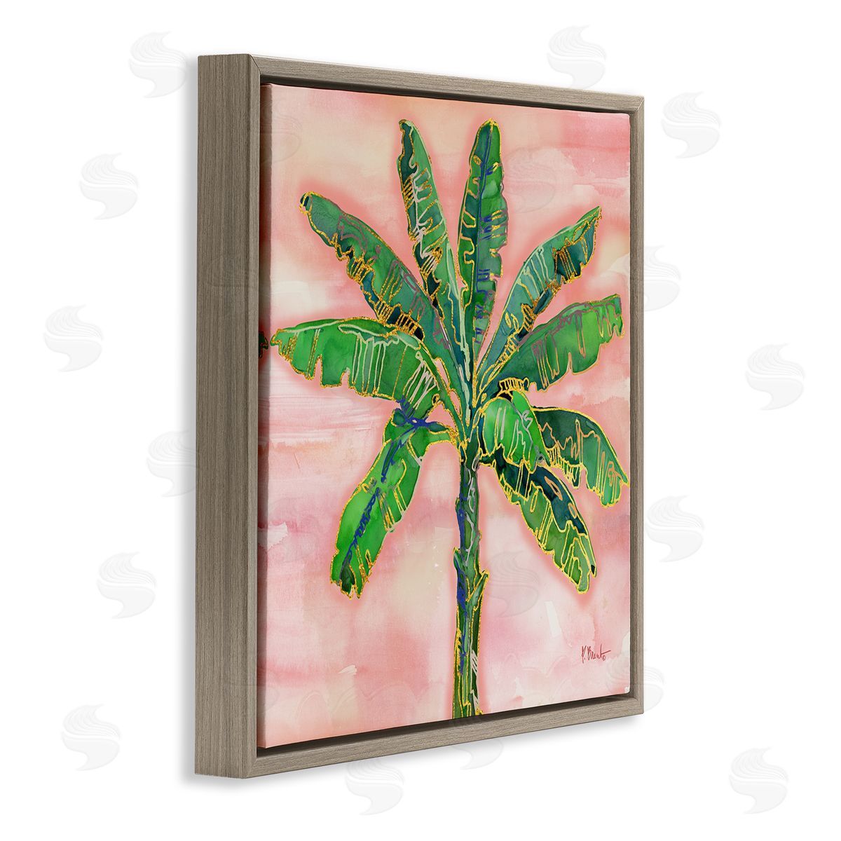 Paul Brent Tropical Nature Palm Sunrise Brown Floating Frame Canvas Wall Art Print