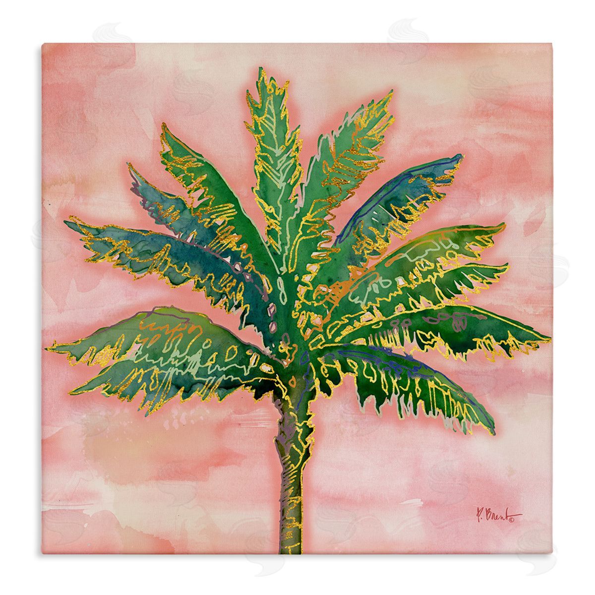 Paul Brent Sunset Palm Tree Glam Detail Stretched Canvas Wall Art Print