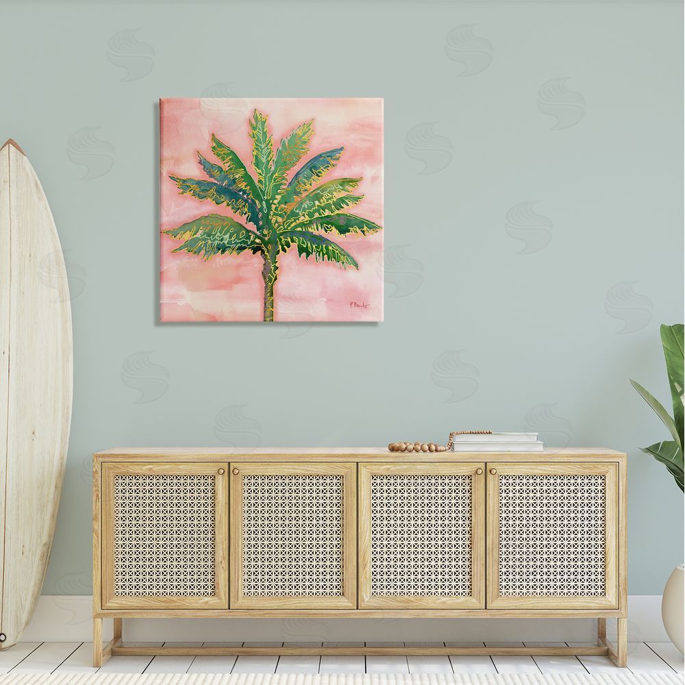 Paul Brent Sunset Palm Tree Glam Detail Canvas Wall Art in Room