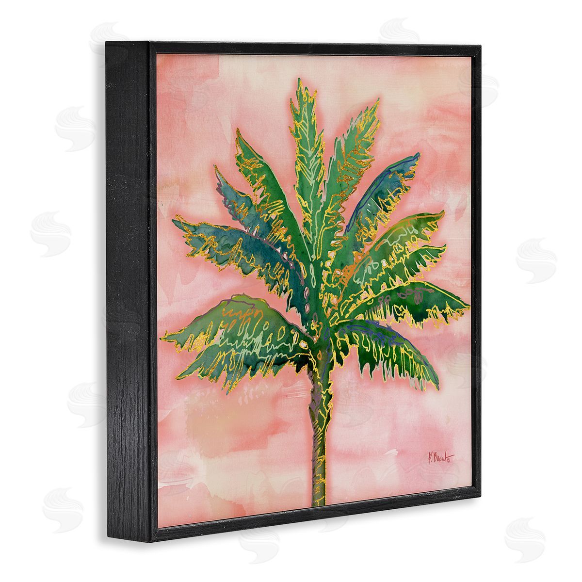 Paul Brent Sunset Palm Tree Glam Detail Black Framed Glicee Wall Art Print