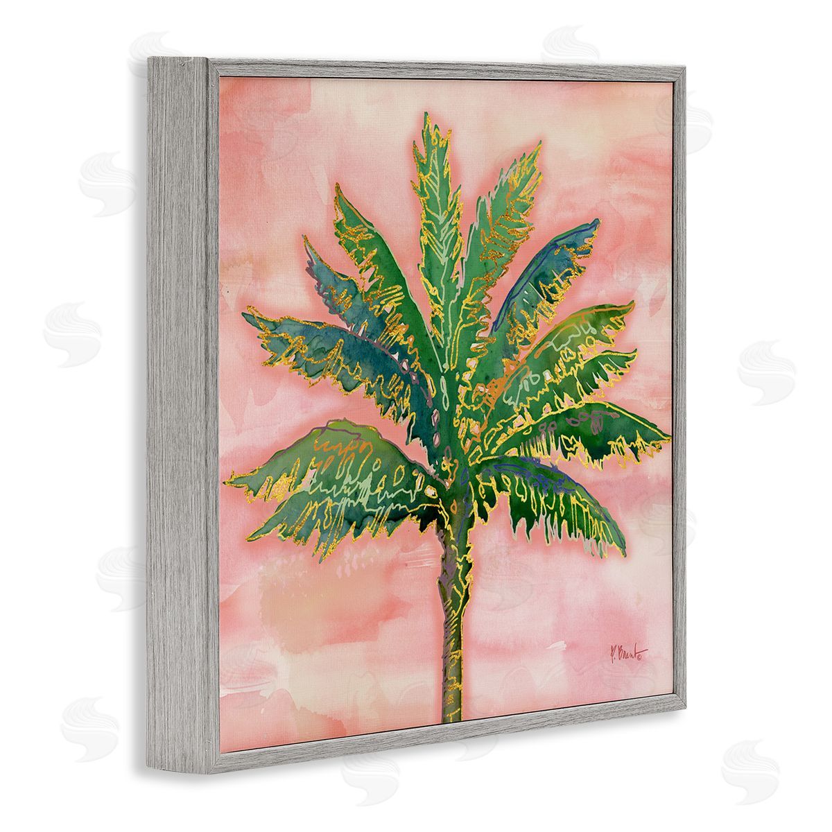 Paul Brent Sunset Palm Tree Glam Detail Gray Framed Glicee Wall Art Print
