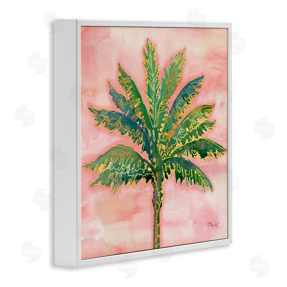 Paul Brent Sunset Palm Tree Glam Detail White Framed Glicee Wall Art Print