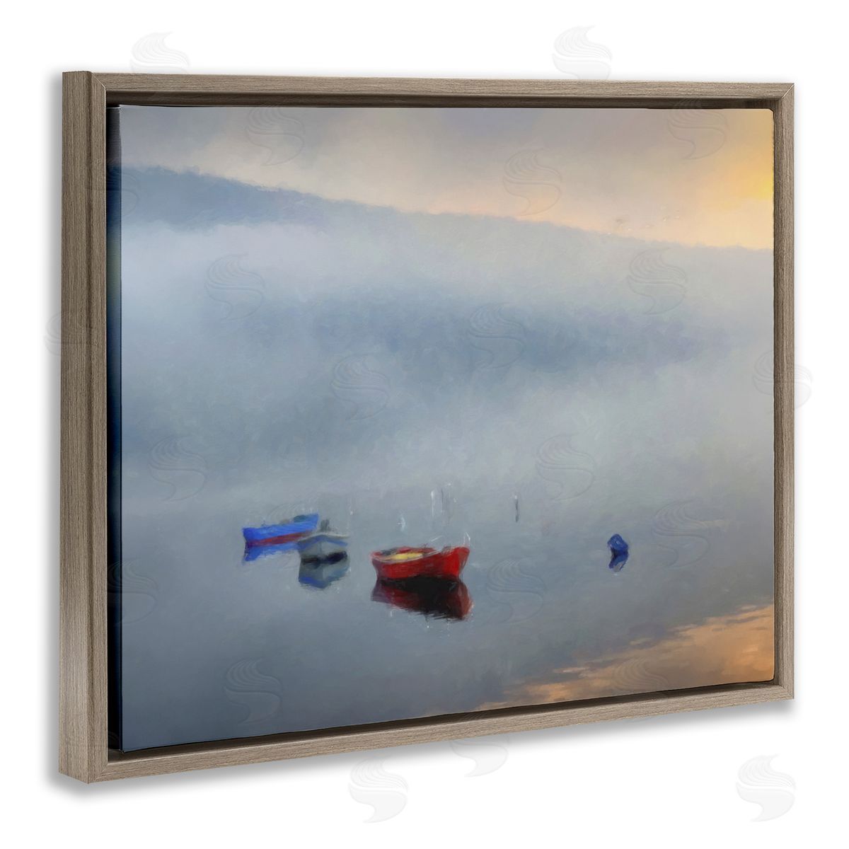 Kim Curinga Misty Lake Canoes Fog Scene