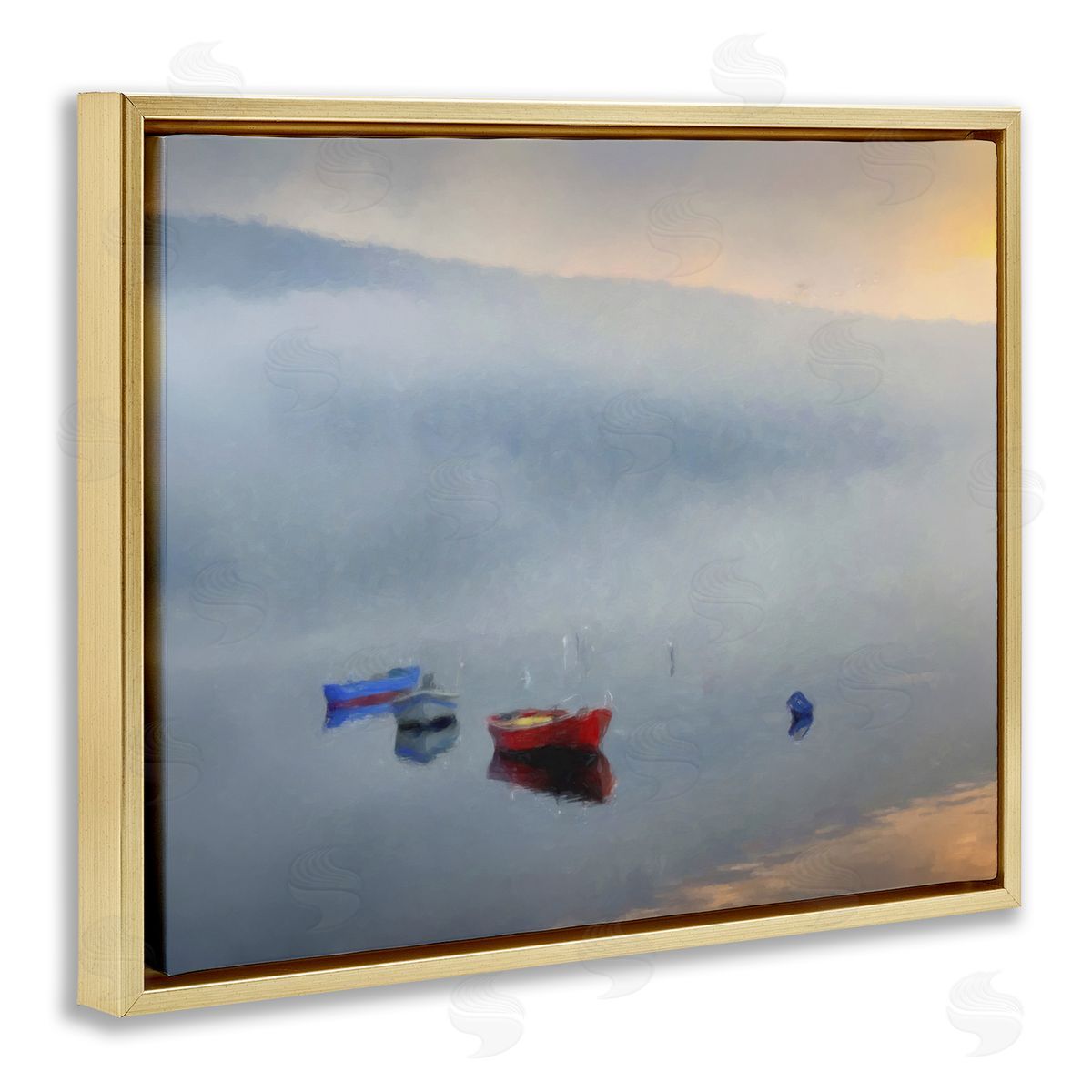 Kim Curinga Misty Lake Canoes Fog Scene